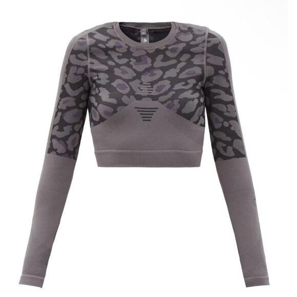 adidas by Stella McCartney Trainer Top, Gray & Black Animal Print, Women's Small - Picture 1 of 10